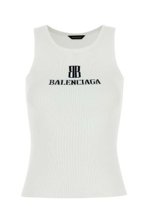 Balenciaga White Viscose Blend Tank Top