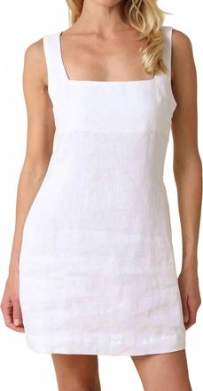 Olivaceous The Sadie Linen Mini Dress In White