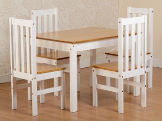 Seconique LUDLOW 1+4 DINING SET - WHITE/OAK EFFECT - SECONIQUE | TJ Hughes White