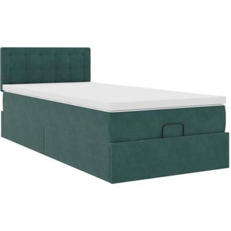 vidaXL Vidaxl - Estructura De Cama Otomana Con Colch&oacute;n Terciopelo Verde Oscuro