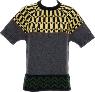 Marni Grey Jacquard Wool-Cashmere Blend Top
