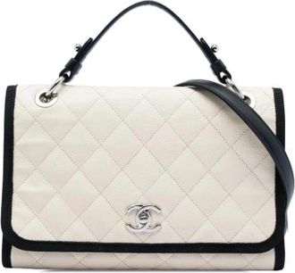 Chanel Pre-owned Quilted Caviar Satchel - Dames - Vintage Handtas - Wit - ONE Size - Leer - Vintage