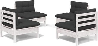 vidaXL Muebles De Jard&iacute;n 4 Pzas Con Cojines Antracita Madera De Pino Vidaxl