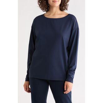Zella On the Move Cocoon Long Sleeve T-Shirt in Navy Sapphire at Nordstrom Rack, Size X-Small