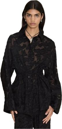 Holzweiler Sheer Jenna Shirt met Strikdetails - Dames - Overhemden - Zwart - L - Overhemden