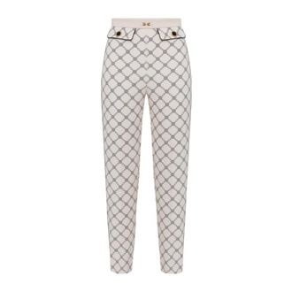 Elisabetta Franchi Cropped Broek - Dames - Vrijetijds broeken - Wit - XS - Polyester - Broeken