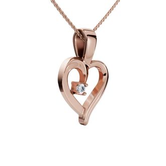 Pompeii3 Heart Shape Solitaire Diamond Pendant Necklace in White Yellow or Rose Gold