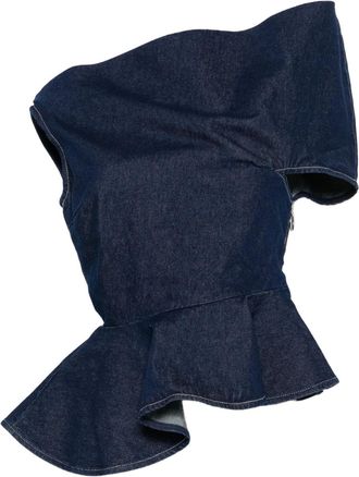 Marques Almeida Asymmetrische top met ruches - Blauw