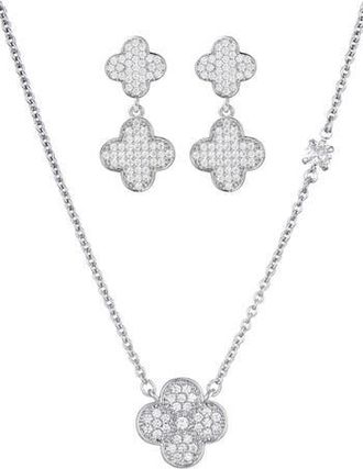 Adornia Clover Drop Earrings & Necklace Set in Silver at Nordstrom Rack