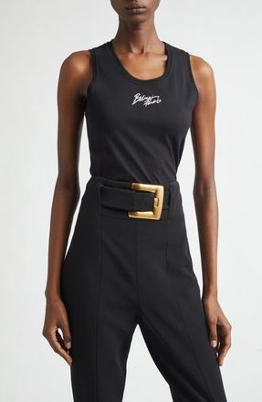 Balmain Paris Jersey Tank in Eab Blk/White at Nordstrom, Size Xx-Large