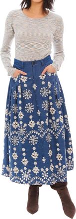 Allison New York Greta Chambray Eyelet Midi Skirt
