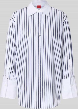 HUGO BOSS Relaxed Fit Bluse mit Knopfleiste in Marine, Größe 38