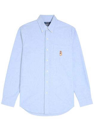 Polo Ralph Lauren Bear-embroidered Cotton Shirt - Light Blue - XL