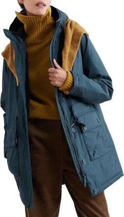 Seasalt Cornwall Cliff Castle Waterproof Hooded Coat in Sea Storm Blue at Nordstrom, Size 12 Us
