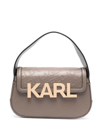 Karl Lagerfeld Shopper met logo-reli&euml;f - Bruin