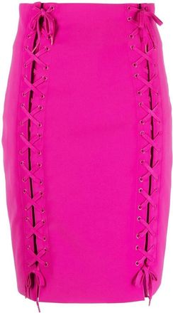Moschino tie-fastening pencil skirt - women - Polyester/Acetate/Spandex/Elastane/Silk/Polyurethane - 44 - Pink