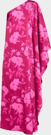 Sachin & Babi Demi Draped One-Shoulder Satin Crepe Gown