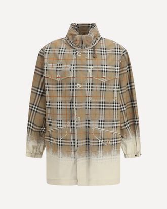 Burberry Gabardine Parka with faded Check print Male 48