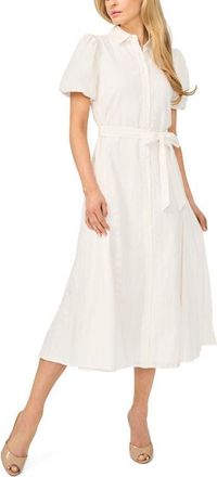 CeCe by Cynthia Steffe Embroidered Puff Sleeve Cotton Button-Up Shirtdress in New Ivory at Nordstrom, Size Xx-Large