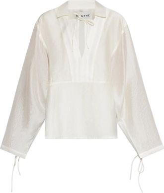 Munthe Babette Top - Dames - Blouses - Beige - M - Polyester - Overhemden