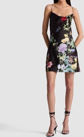 Alice & Olivia Harmony Cowl Back Slip Dress In Venus Floral