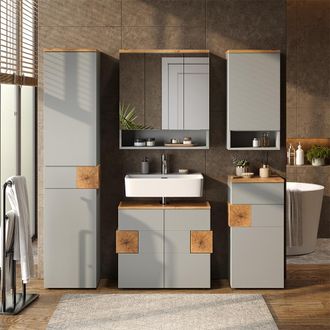 Vicco Juego De Muebles De Ba&ntilde;o Eden, Gris/artisan, 5 Partes, Vicco