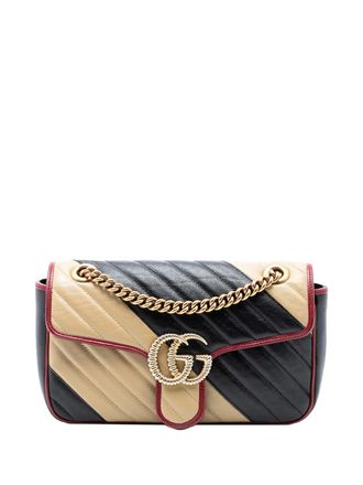 Gucci 2016-2025 Medium GG Marmont Bicolor Matelasse Diagonal Leather Torchon shoulder bag - Marrone