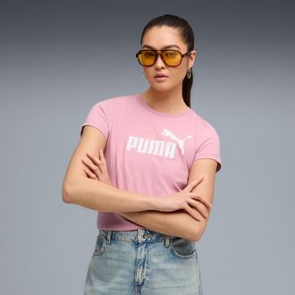 Puma T-Shirt PUMA ESS NO. 1 LOGO TEE (S), Damen, Gr. L, rosa (poised pink), Jersey, Obermaterial: 100% Baumwolle, bedruckt, regular fit normal, Rundhals, S