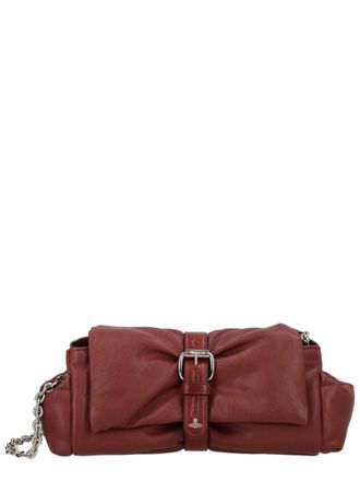 Vivienne Westwood Brown Calf Leather Rectangular Bow Detail Clutch