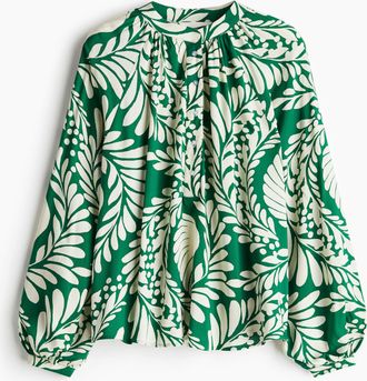 H&M Bluse mit Ballon&auml;rmeln - Green
