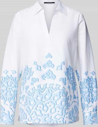 Comma Relaxed Fit Bluse mit V-Ausschnitt in Bleu, Gr&ouml;&szlig;e 36