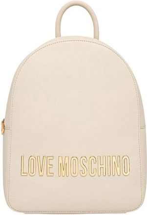 Love Moschino Polyethyleen Rugzak met Meerdere Vakken en Verstelbare Riemen - Dames - Rugzakken - Beige - ONE Size - Tassen