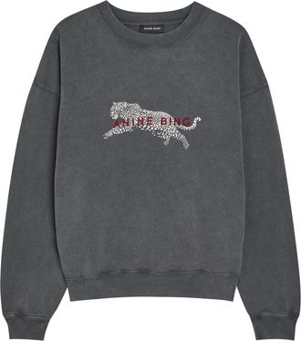 Anine Bing Spencer Leopard Cotton Sweatshirt - Black - XL (UK16 / XL)