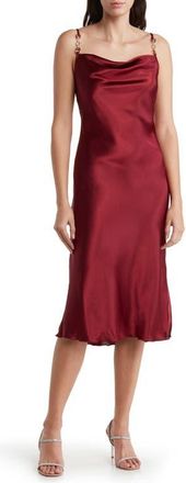 Jump Apparel Satin Cowl Neck Midi Dress in Wine at Nordstrom, Size X-Small