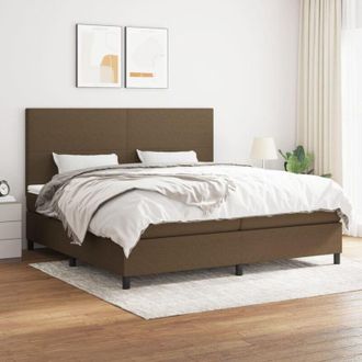vidaXL Vidaxl - Cama Box Spring Con Colch&oacute;n Tela Marr&oacute;n Oscuro 200x200 Cm