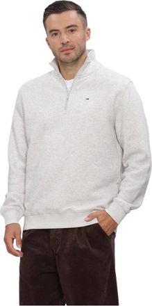 Tommy Jeans TJM Reg Fleece 1/4zip Mock Neck Sweater - Heren - Truien - Grijs - Maat: L Fleece