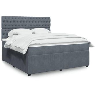 vidaXL Vidaxl - Cama Box Spring Con Colch&oacute;n Terciopelo Gris Oscuro 180x200 Cm