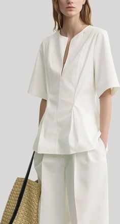Toteme Tailored Cotton Top In White