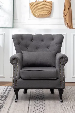 Living and Home Button-Tufted Accent Wingback Chair with Cushion