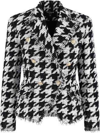 Balmain Blazer Doppiopetto In Tweed