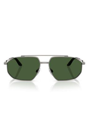 Dolce & Gabbana 59mm Pilot Sunglasses in Gunmetal /Dark Green at Nordstrom