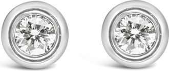 House of Brilliance 925 Sterling Silver 1/5 Cttw Lab-Grown Round Brilliant-Cut Diamond Modern Bezel-Set Stud Earring