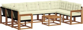 vidaXL Conjunto De Sof&aacute;s De Exterior 10 Uds. Natural Y Crema Vidaxl