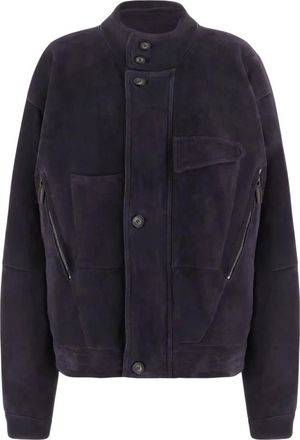 Giorgio Armani Leather Jassen - Heren - Leren en Su&egrave;de Jassen - Paars - 2XL - Jassen