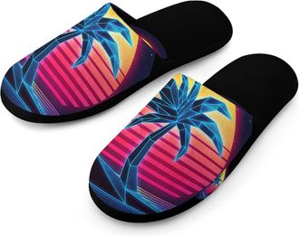 Generic Coconuts Trees 80s Sunset Mens House Slippers Slip Indoor Slipper On Shoes Warm Outdoor