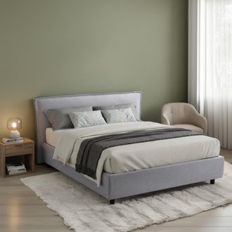 Dmora Cama Doble Bubbio, Cama Doble Desenfundable, Contenedor Hecho En Italia, Tama&ntilde;o Del Colch&oacute;n 160x200 Cm, Gris