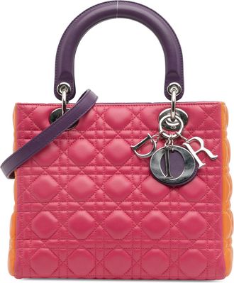 Dior Pre-owned Womens Lady Quilted Tophandle Bag - Poppy Leather - One Size