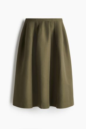 H&M Midijupe in A-Linie - Dunkles Khakigr&uuml;n