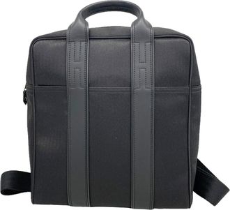 Herm&egrave;s Black Toile Chevron Backpack (Pre-Owned)