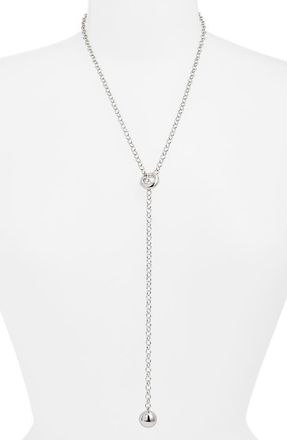 Open Edit Orb Drop Lariat Necklace in Silver at Nordstrom